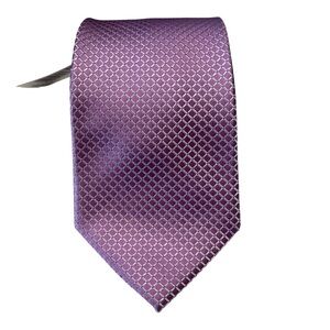 Croft and Barrow men's lilac necks neck tie silk hands made plaid geometric prin